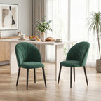 Lot de 2 chaises de salle à manger, chaises de cuisine rembourrées sans accoudoirs, pieds en acier, 52x55x79cm, vert-1