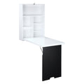 Bureau Mural Pliable Table Murale Rabattable Suspendue sur Pied étagère + Tableau à Craie intégré MDF Blanc-0