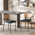 Lot de 2 chaises de salle à manger avec pieds en acier, dossier incurvé et assise rembourrée, gris et effet bois naturel-9