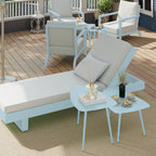 Lot de 2 tables basses de jardin, tables d'appoint gigognes triangulaires, cadre en acier patins ajustables bleu clair-9