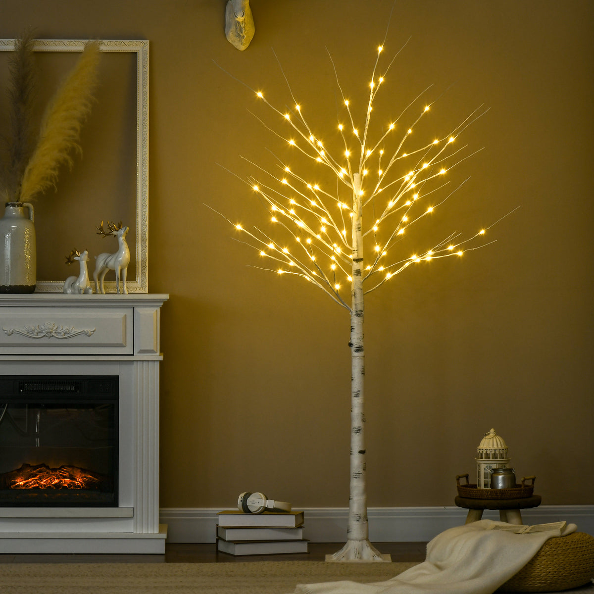 Arbre lumineux LED, décoration lumineuse blanc chaud, 96 LEDs 180 cm, décoration de noël, chambre, maison, blanc-1