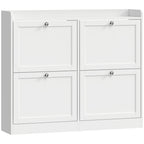 Meuble à Chaussures 16 Paires, Armoire à Chaussures Étroite, 4 Tiroirs, Étagères Réglables et Plateau Supérieur, Blanc-0