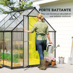 Serre de Jardin en Aluminium Polycarbonate, Montage Rapide, Fenêtre Réglable, Porte Battante, 178x168x195cm, Transparent-6