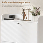 Meuble à chaussures 16 paires, armoire à chaussures avec 2 tiroirs rabattables, étagères réglables, 80x24x101cm, blanc-5