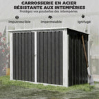 Cache Poubelle Double Abri de Jardin 2 Poubelles de 240L Couvercle Lié par Chaînes Vérins à Gaz 179,5x108x129,5cm Gris-6