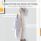 Meuble rangement porte-manteaux 2 en 1 cosy 40L x 30l x 180H cm MDF blanc bois massif bambou-5
