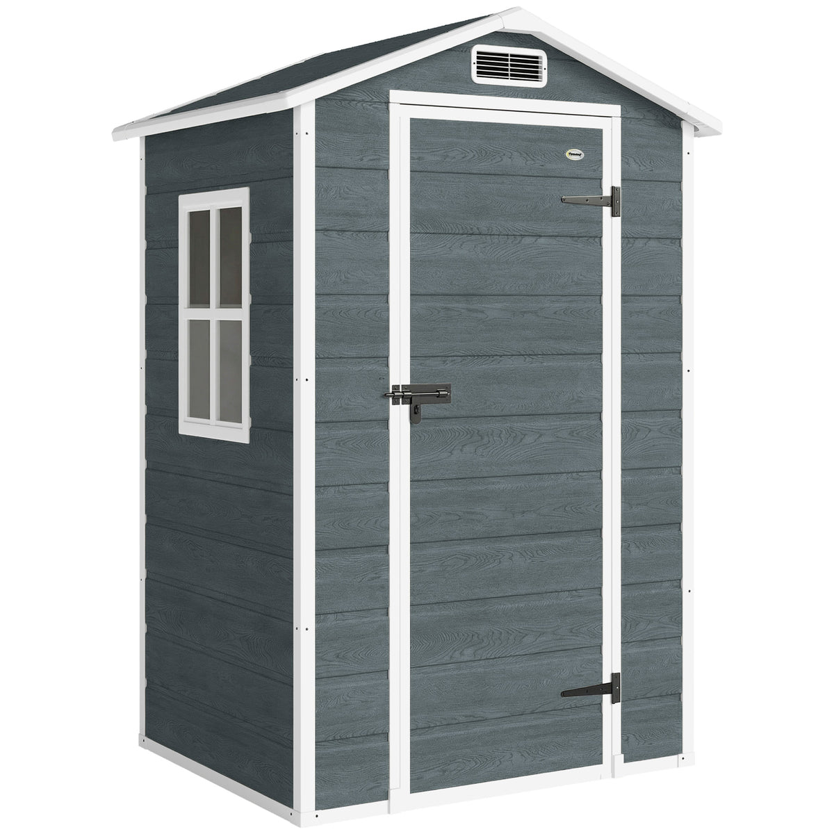 Abri de jardin en plastique avec plancher porte verrouillable fenêtre et ventilation 128 x 104 x196 cm gris-0