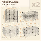 Cage parc clôture pour animaux domestiques enclos pour petits animaux modulable 2 niveaux 72 panneaux bords arrondis-3