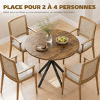 Table à Manger Ronde pour 2 Personnes avec Plateau Aspect Bois et Piètement Croisé en Acier, Brun Rustique-3