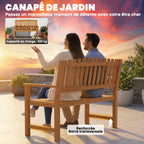 Banc de Jardin Banquette de Terrasse 2 Places Charge Max. 320kg Accoudoirs 112 x 64 x 92 cm Bois d'Acacia Naturel-4