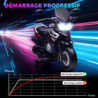 Moto électrique enfants 6 V, voiture électrique enfants avec roues d'entraînement, musique, effets lumineux, noir-7