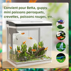 Aquarium en verre avec filtre couvercle et lumière LED pour poissons capacité 28L 38 x 26 x 39,5 cm blanc-3