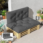 Ensemble de 2 coussins pour canapé palette 2 places dim. 120L x 80l x 12H cm Polyester gris-1