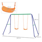 Balançoire portique balançoire pour enfants avec 2 siège de balançoire structure en métal charge max. 90 kg multicolore-2