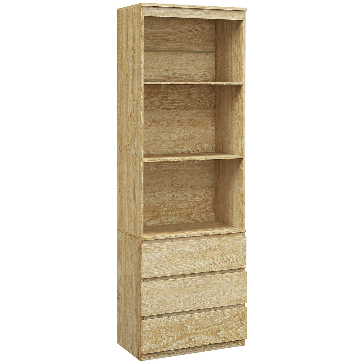 Bibliothèque haute de 180 cm avec 3 étagères et 3 tiroirs dim. 60L x 35l x 180H cm Panneaux Particules effet bois-0