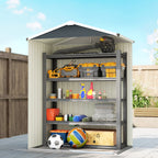Abri de jardin en métal 1,2 m², cabane jardin extérieure, porte coulissante verrouillable, 136x87x176cm, gris-7