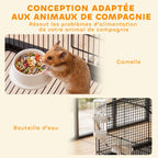 Cage hamster cage rongeur 2 étages avec roulettes plate-forme et échelle en fil d'acier 57 x 43 x 57 cm noir-5