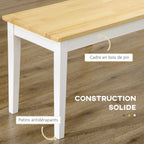 Banc en bois pour 2 personnes bicolore assise naturelle et piètement blanc 102 x 36 x 45 cm-4