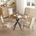 Table à Manger Ronde pour 2 Personnes avec Plateau Aspect Bois et Piètement Croisé en Acier, Brun Rustique-6