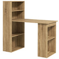 Bureau Informatique avec étagère de rangement Bureau d'angle bibliothèque adjacente Multi-rangements Chêne-0