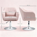 Fauteuil de salon coussins lombaires hauteur réglable pivotant 360° piètement en métal rose-2