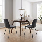 Lot de 2 Chaises de Salle à Manger, Chaises Cuisine Rembourrées en Velours, Dossier Incurvé, Pieds en Métal, Gris Foncé-1
