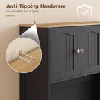 Buffet haut cuisine, armoire de cuisine, station de charge, 6 portes, plan de travail, porte-épices, 100x40x173cm, noir-7