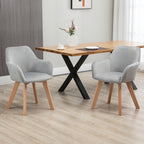 Lot de 2 chaises de salle à manger Fauteuil Assise rembourrée en tissu effet velours Pieds en bois, gris-9