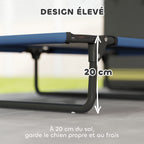 Lit surélevé pour chiens pliable rafraîchissant, lit de camp pour animaux en maille respirante 107x61x20cm bleu foncé-3