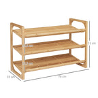 Étagère à chaussures à 3 niveaux porte-chaussures en bambou 9 paires de chaussures 76 x 33 x 51 cm naturel-2