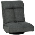 Fauteuil de sol pliable pivotant à 360°, chaise de sol rembourré avec dossier réglable en 5 positions, 58x107x79cm, gris-0