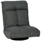Fauteuil de sol pliable pivotant à 360°, chaise de sol rembourré avec dossier réglable en 5 positions, 58x107x79cm, gris-0