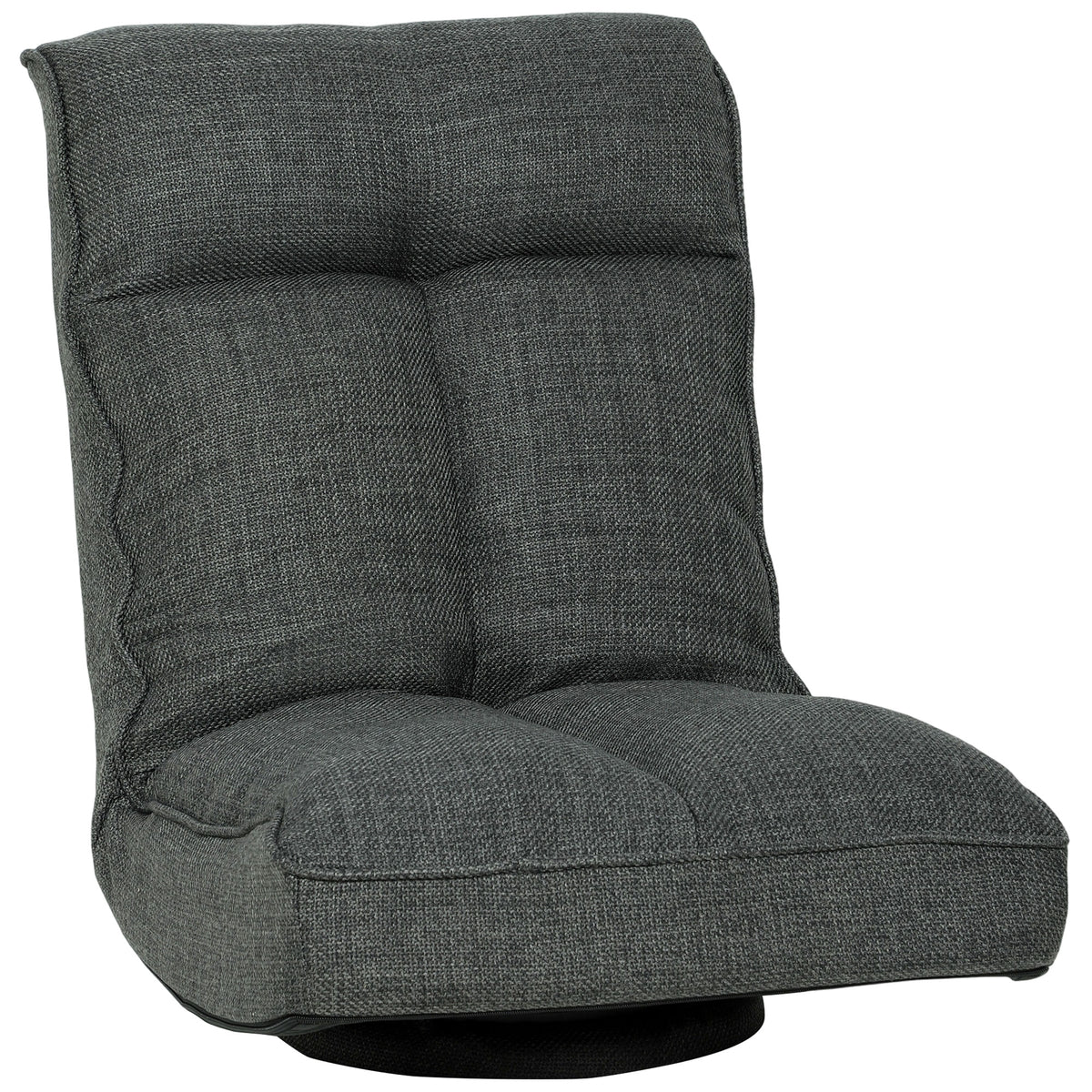 Fauteuil de sol pliable pivotant à 360°, chaise de sol rembourré avec dossier réglable en 5 positions, 58x107x79cm, gris-0