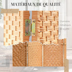 Paravent intérieur en bois 4 panneaux séparateur de pièce pliable pour salon chambre 180 x 180 cm brun clair-5