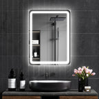 Miroir de salle de bain 60 x 80 cm, miroir LED mural avec 3 couleurs lumière, dimmable, mémoire, anti-buée, argent-9