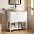 Meuble sous lavabo, meuble de salle de bain moderne avec 2 portes, étagère ouverte, découpe en U, 80 x 40 x 80 cm, blanc-6