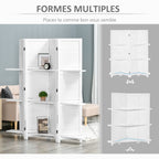 Paravent Intérieur en Bois 4 Panneaux 160 x 170 cm, Séparateur de Pièce Pliable avec 3 Étagères, Cloison de Séparation pour Salon, Chambre à Coucher, Maison, Blanc-6
