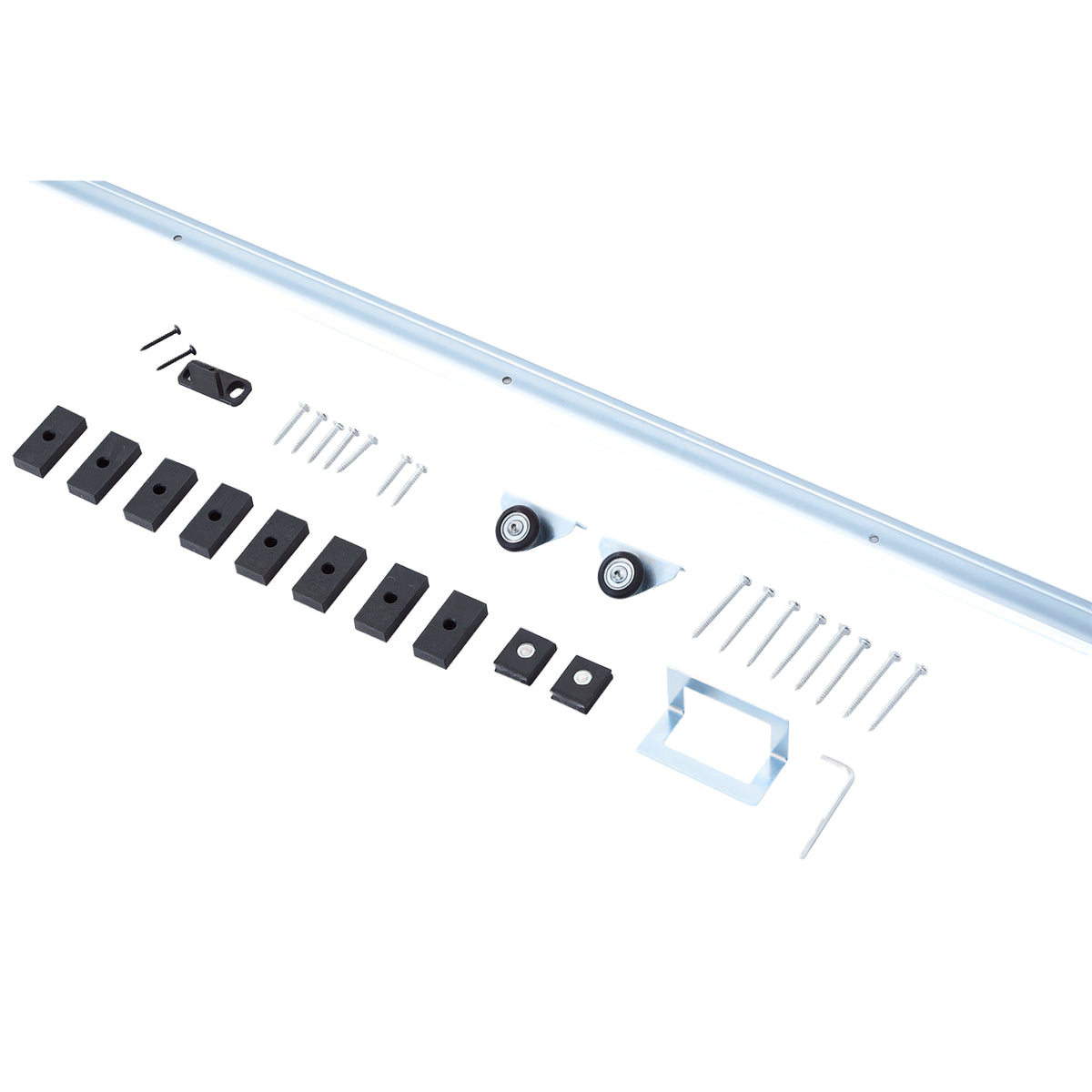 Kit complet porte coulissante 4 x 93 cm (p x l): rail, roulettes, visserie-0