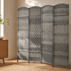 Paravent intérieur en bois 4 panneaux séparateur de pièce pliable pour salon chambre 180 x 180 cm gris mélangé-7