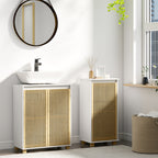 Meuble sous lavabo salle de bain - placard à portes à lattes en bambou, 60 x 30 x 75 cm, effet bois naturel-7