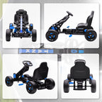 Kart à pédales pour enfants, karting enfant 3 à 6 ans avec roue libre, frein, roues EVA antidérapantes, bleu-8