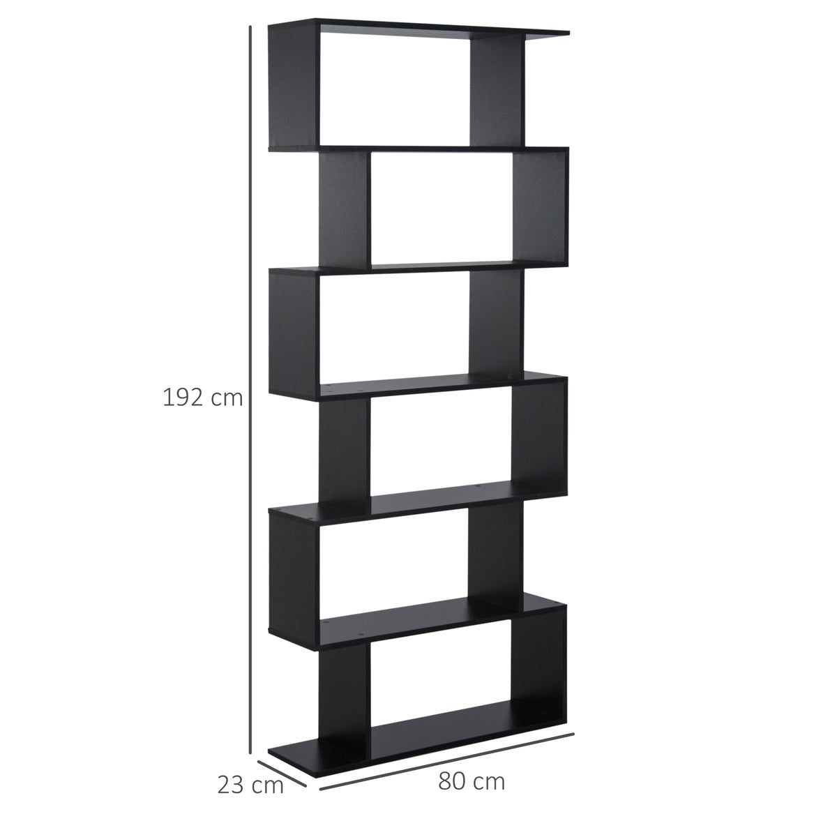 Bibliothèque étagère Zig zag Design Contemporain 80L x 23l x 192H cm 6 Niveaux Noir-2