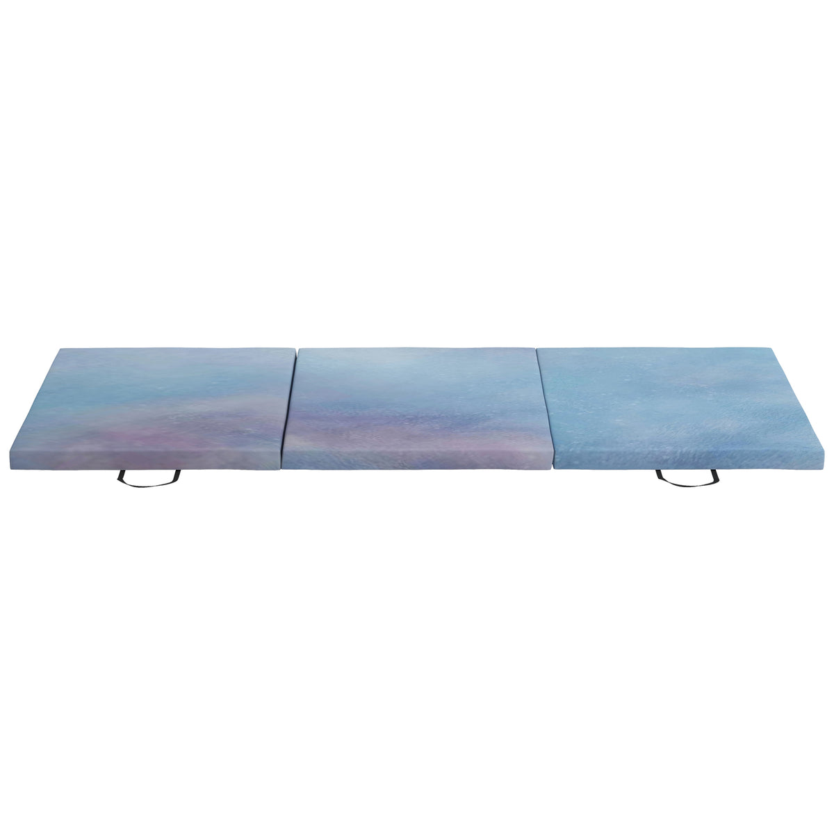 Tapis de gymnastique yoga pilates fitness pliable en 3 panneaux avec poignées revêtement synthétique 180 x 60 x 5cm bleu-0