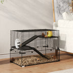 Cage hamster cage rongeur 3 niveaux avec roue rampes maisonnette abreuvoir mangeoire 76,5L x 48,5l x 54,5H cm noir-8