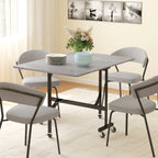 Table à Manger Pliante sur Roulettes pour 4-6 Personnes 120 cm, Roues avec Freins, 2 Abattants, Style Industriel, Gris-1