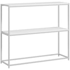 Table console en acier 2 étagères design moderne pour salon entrée couloir 100 x 30 x 87 cm blanc-0