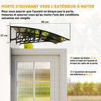 Auvent de porte toit marquise en polycarbonate auvent de porte d'entrée bord en aluminium contre la pluie et UV-6