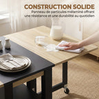 Table à Manger Pliante sur Roulettes, Table de Cuisine pour 2 à 4 Personnes avec Étagères de Rangement, Chêne et Noir-6