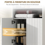 Meuble salle de bain, armoire salle de bain étroit 5 niveaux, portes cannelées à fermeture douce 60 x 31,8 x 93 cm blanc-5