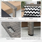 Banc extérieur jardin 2 places banc de rangement 160L en rotin PE avec coussin 2 oreillers 112 x 62 x 82 cm gris-6